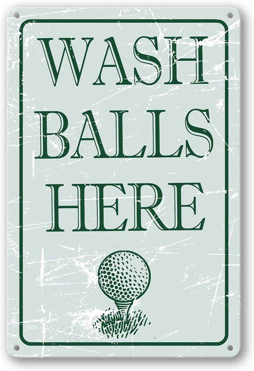 Golf Metal Sign Golf Decor Wash Balls Here Tin Signs Wash Balls Here Golf Wall Art Personalized For Men Decor Metal Sign 8x12 Inch