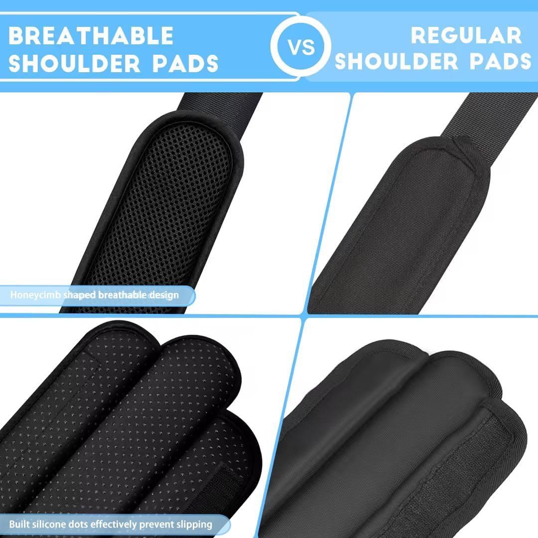 ZINZ 2-Pack Universal Shoulder Pad with Ultra Thick Cushion for Bag Luggage Bag Crossbody, Plus Long & Anti-Slip & Breathable,Black