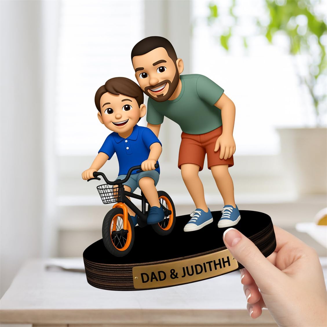 Personalized Couple Photo Cartoon Desktop Decor Custom 2D Birthday Portrait Figurine Plaque with Name Picture Acrylic Sculpture Desk Sign Ornament for Men Women Family Couple Christmas Birthday