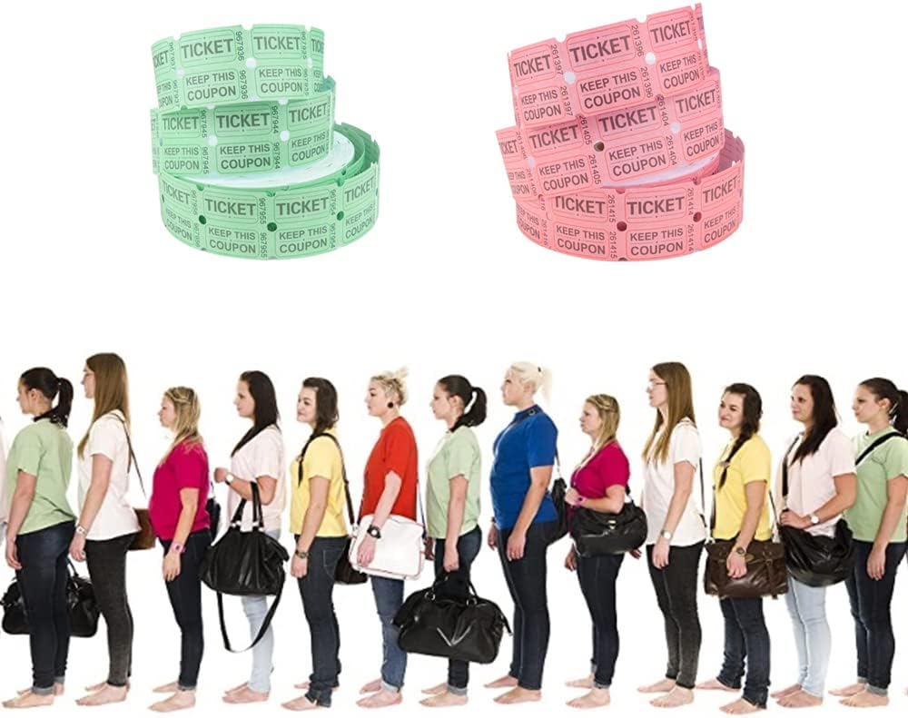 ESSENTIAL 2000 Pink Double Raffle Tickets Rolls Printable for Leisure, Movie Watching, Entertainment