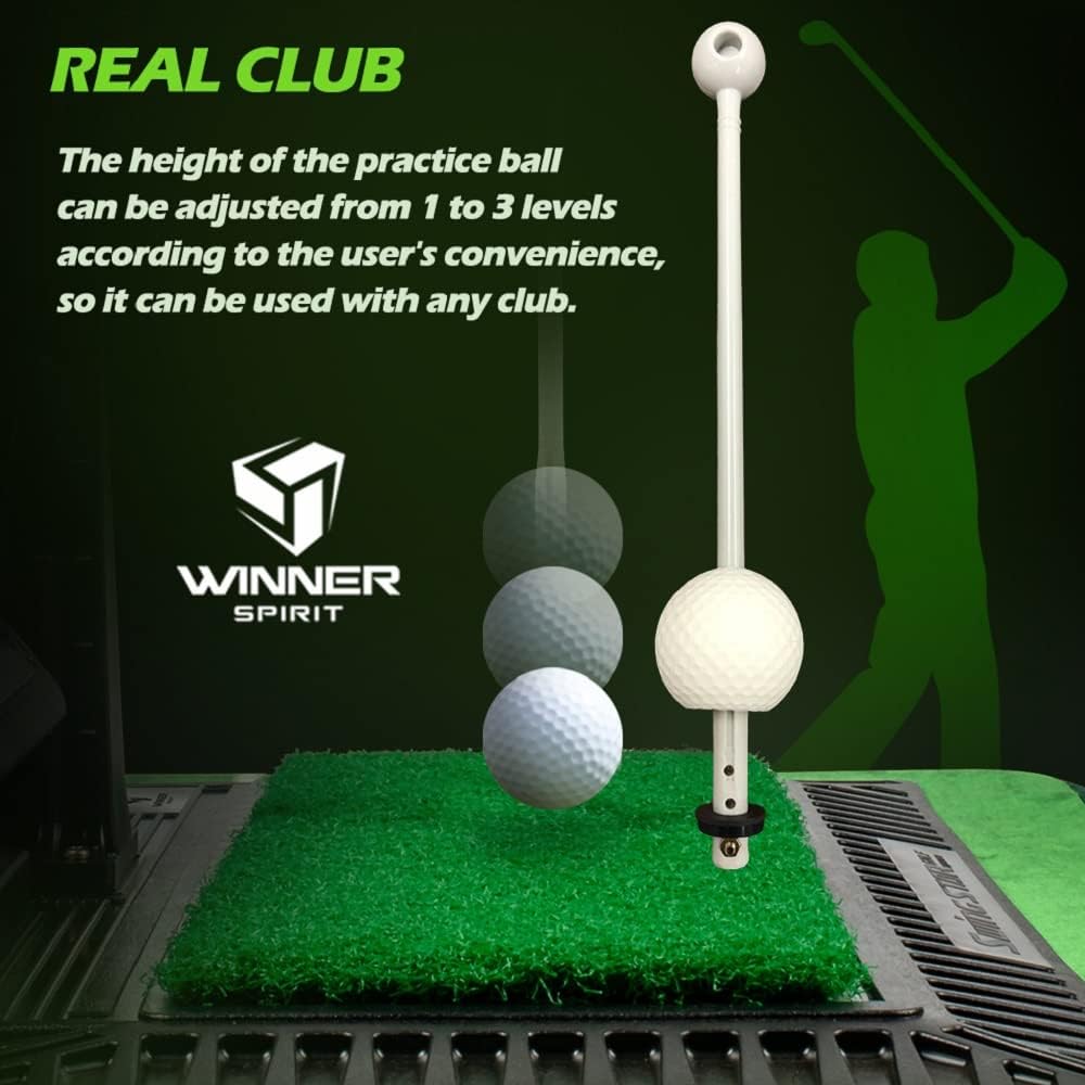 WINNER SPIRIT Real Swing 300 Golf Swing & Hitting Trainer, True Impact, Checking Path After Swing Practice Mat Groover Training Aid, Height Adjustable