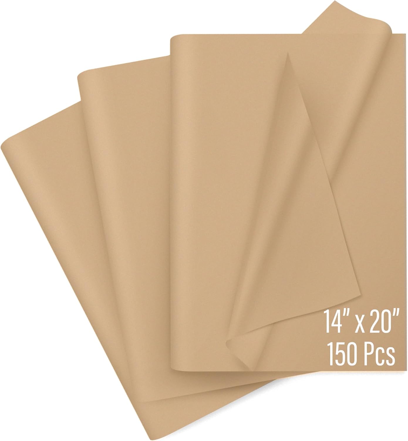 SANZIX 150 Sheets Kraft Tissue Paper for Gift Bags Bulk 14x20 Inch - Brown Wrapping Paper for Gifts Wrap, Wedding, Birthday & Holiday Brown Flower Wrapping Tissue for Decorations & DIY Crafts