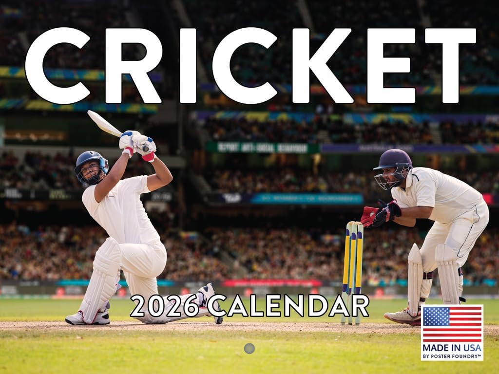 Cricket Calendar 2026 Monthly Wall Calender 12 Month | American Made In The USA