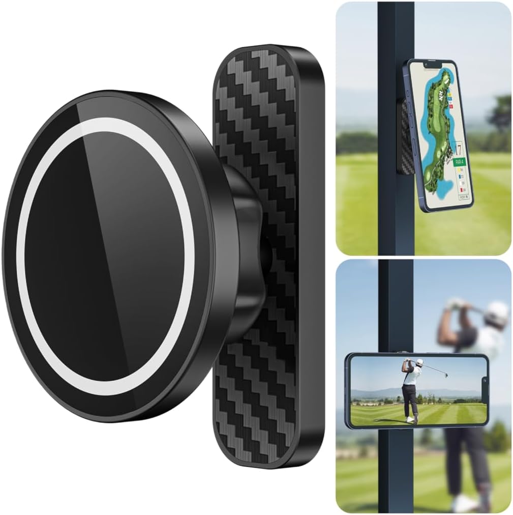 Magnetic Golf Cart Phone Holder Compatible with MagSafe iPhone and Android Fits EZGO, Club Car, Yamaha, Icon, Golf Cart Accessories Gifts for Men Women Golfers