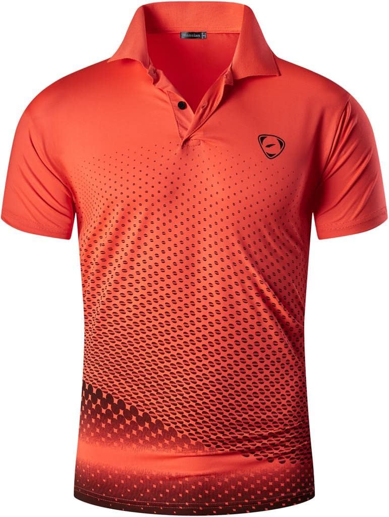 jeansian Men's Sport Outdoor Quick Dry Fit Short Sleeves Polo Tee Shirt Tshirt T-Shirt Tops Golf Tennis Bowling LSL195