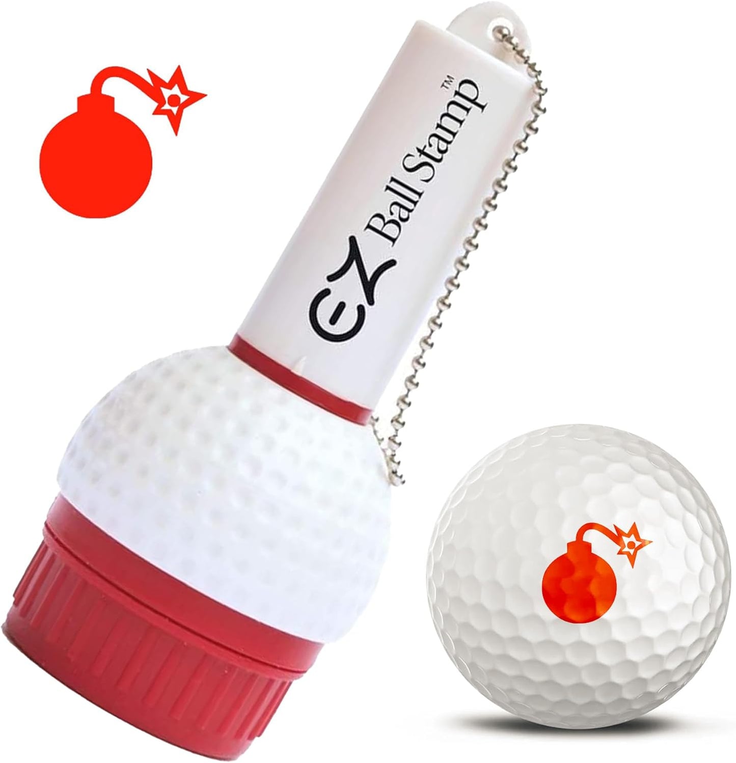 EZBallStamp Golf Ball Stamp - Red Bomb