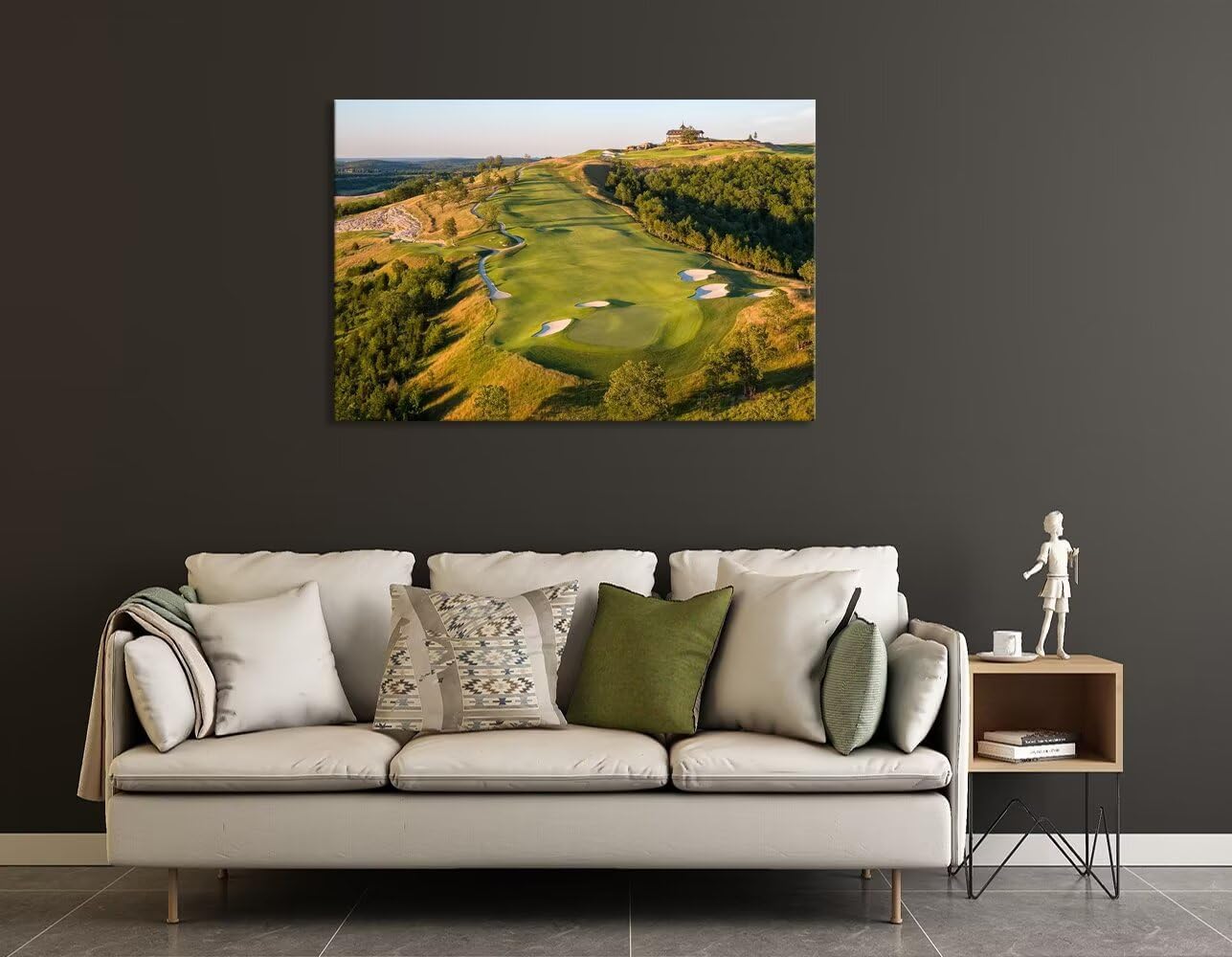 chenchenArt Paynes Valley Golf Course Wall Art for Living Room Bedroom Bathroom Home Decorations Paynes Valley Golf Course Picture Poster Canvas Prints Framed Ready to Hang(18''H x 24''W)