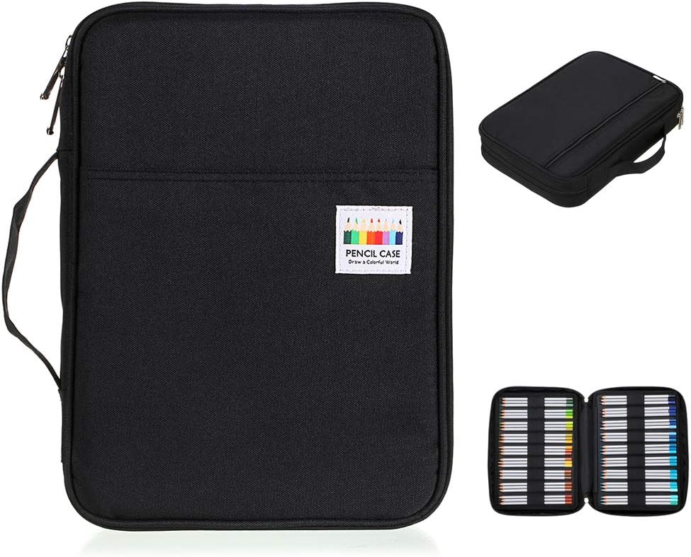 BTSKY Portable Colored Pencil Case - Colored Pencil Organizer Holds 166 Pencils or 112 Gel Pens Large Capacity Zippered Pencil Holder Gel pens