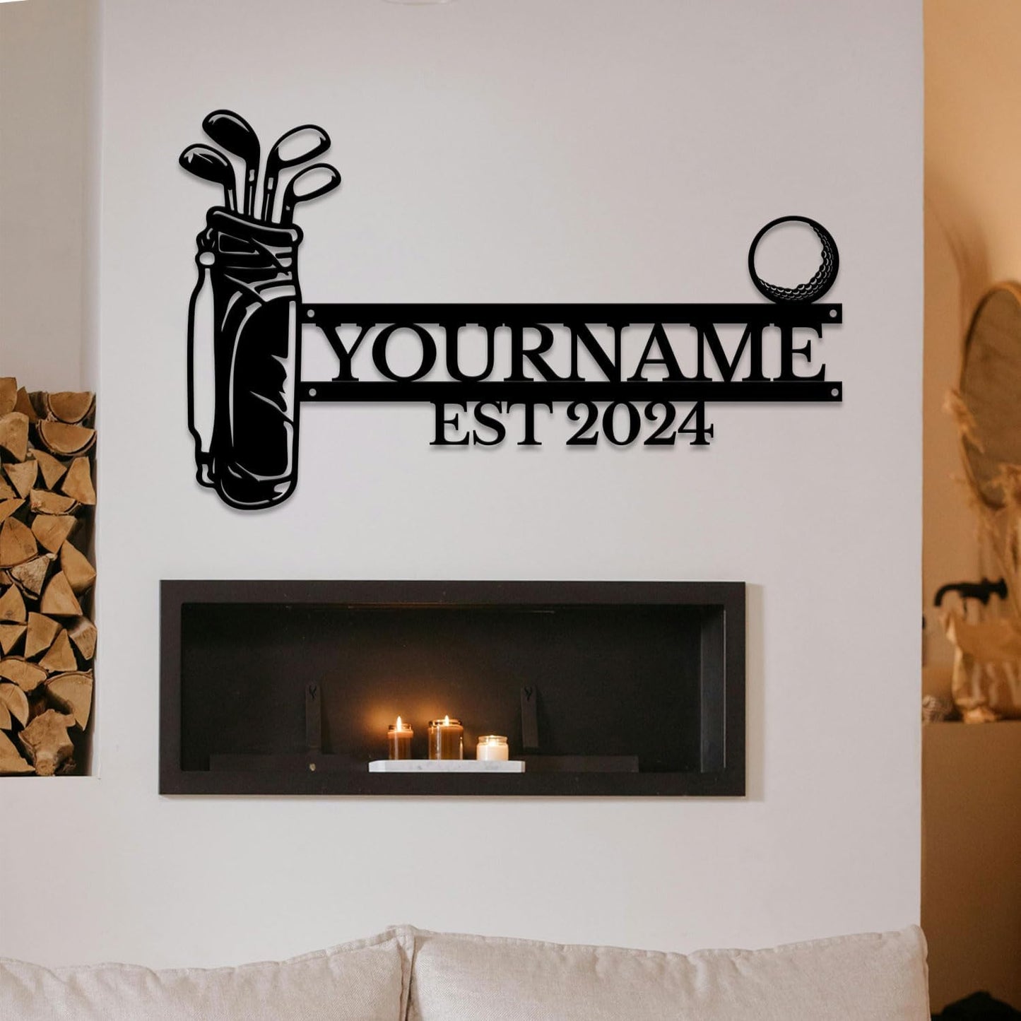 Golf Art Metal Signs,Custom Golf Metal Name Signs,Personalized Golf Signs,Black Golf Metal Wall Art Signs,Golfball Home Outdoor Metal Signs (Style H)
