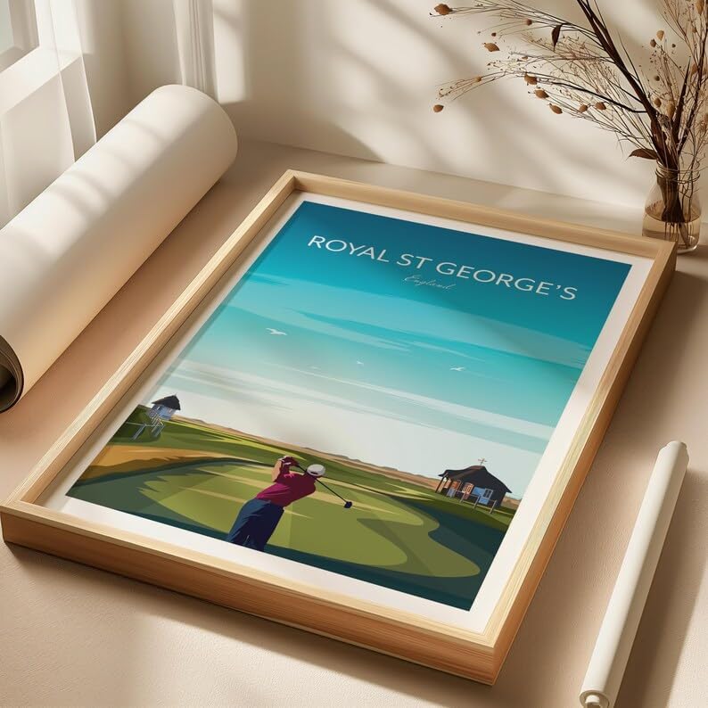 Golf Print Royal St George's - The Open Championship; Royal St George's Golf Poster; England Golf Course Art; British Open Championship Print (Unframed) (11x14)