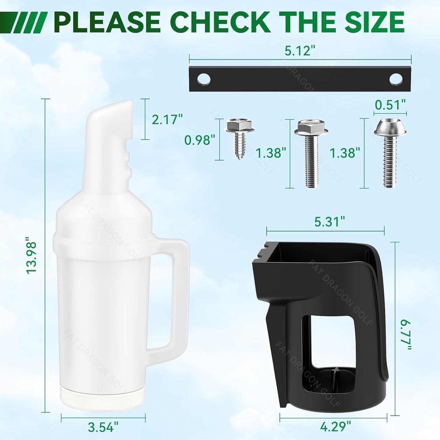 Panglong Precedent Golf Cart Sand Bottle with Handle 1Pcs or 2Pcs, Divots Filler Sand & Seed Bottle with Rattle Proof Holder
