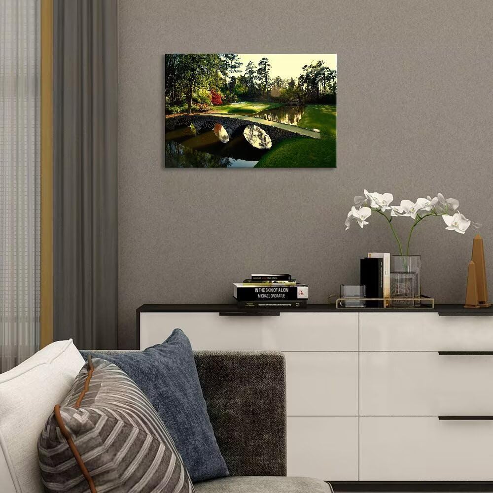 chenchenArt Augusta National Golf Course 12th Hole Wall Art Pictures Golf Club Wall Decor Office Decorations Canvas Artwork for Living Room Bedroom Framed Ready to Hang(18''H x 24''W)