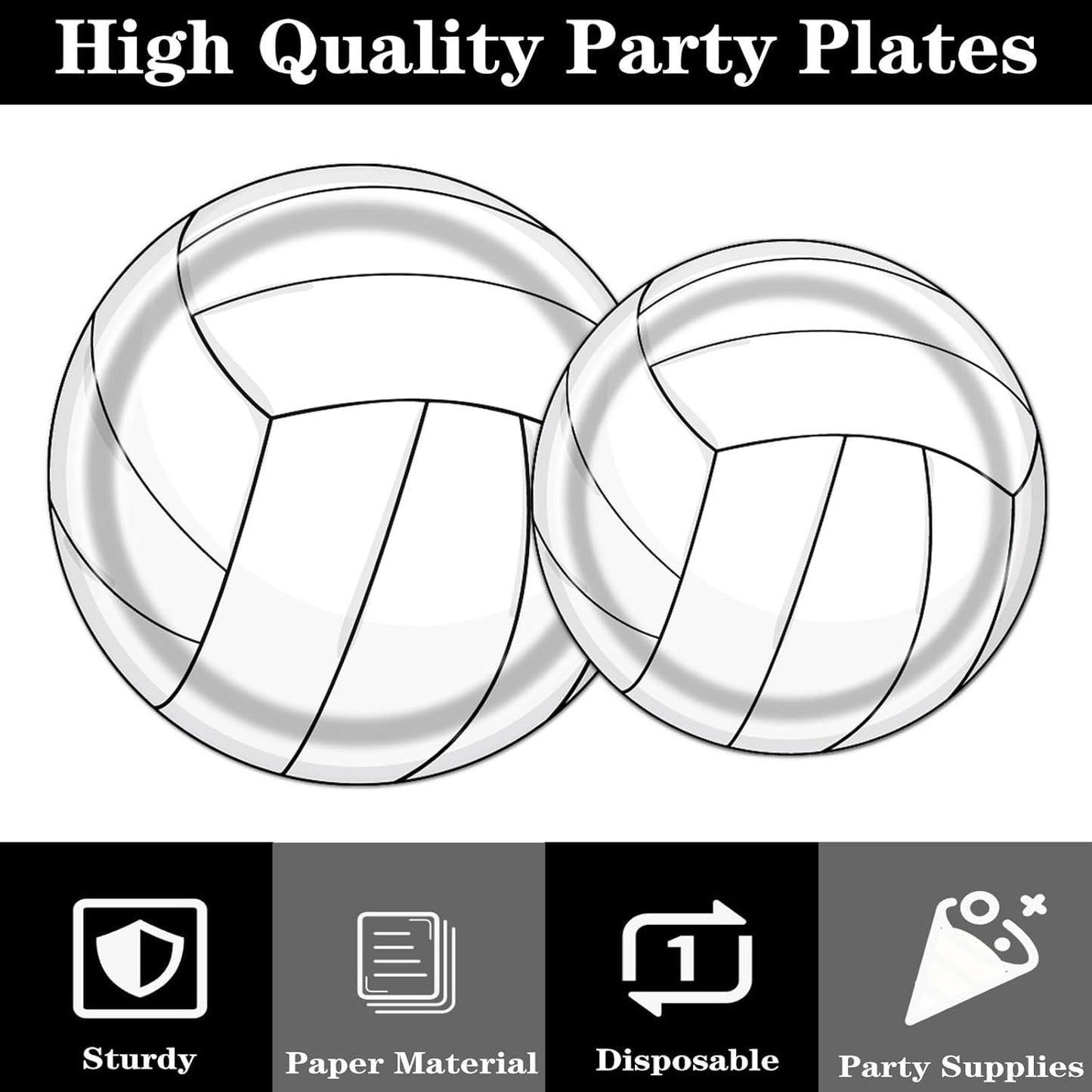 Rakuto Volleyball Party Tableware Decorations, 96PCS Volleyball Disposable Paper Plates Napkins Set, Sports Theme Birthday Baby Shower Supplies, Serve 24