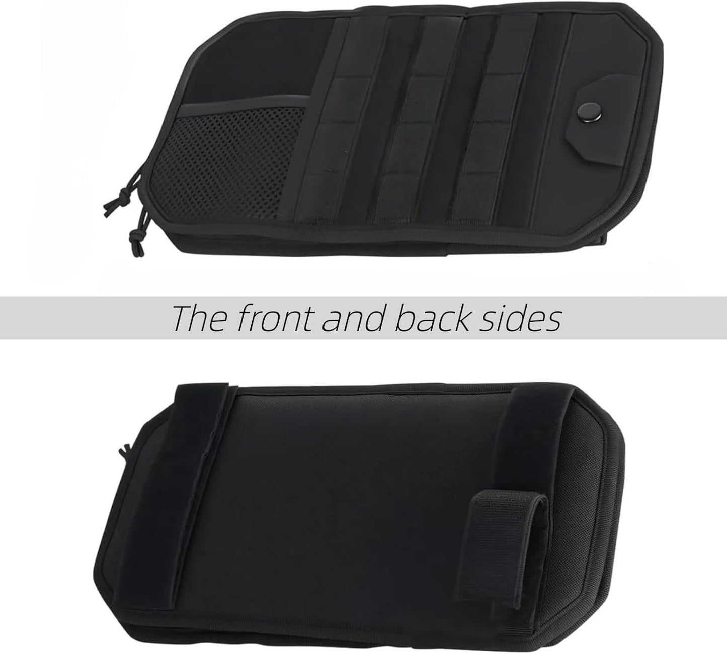 Molle Car Sun Visor Organizer, Multi-Pocket with Double Zipper Visor Organizer Storage Pouch Holder & Glasses Clip for Cars, Molle Panel for Tactical Gears, Fits Most Vehicles, SUVs, Trucks