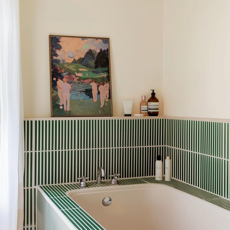 Nationcog Retro Golf Oil Painting Wall Art, Vintage Abstract Sports Print for Bar, Office or Game Room Decor, Masters Course Golfer Artwork with Tee Time Theme (Unframed) (20x30)