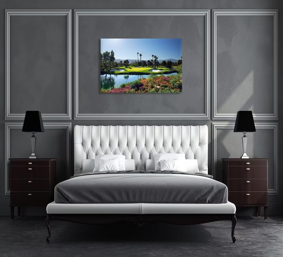chenchenArt Indian Wells Golf Course Wall Art Picture Golf Course Poster Wall Decor for Living Room Bedroom Home Decorations Golf Artwork Canvas Prints Framed Ready to Hang(12''H x 16''W)