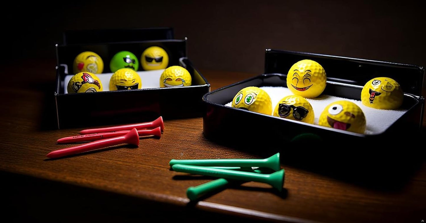 Lightahead USGolfer – Set of 12 Unique Emoticon Fun Putting Practice Golf Balls, Randomly Selected from Listing Images – Novelty Golf Gift