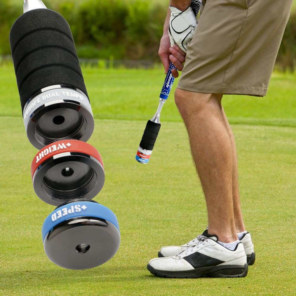 Golf Swing Stick Trainer aid Equipped, Automatic Spring Retraction Anti-Slip Grip Speed Weight Configuration Accessories Aid, Correction Strength Grip Sound Rhythm Release Swing Practice Indoor