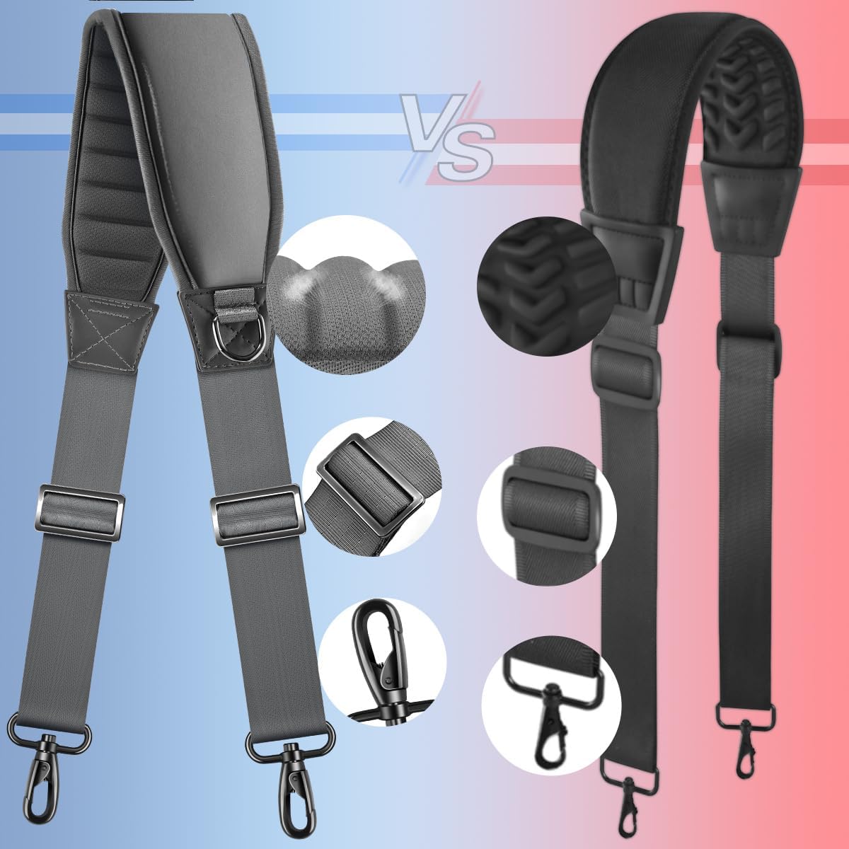 ZINZ Fixed Pad Bag Strap 60 inch Belt with Cushion Breathable Pad,Durable Strap with Double Adjustable Buckle and Metal Hooks