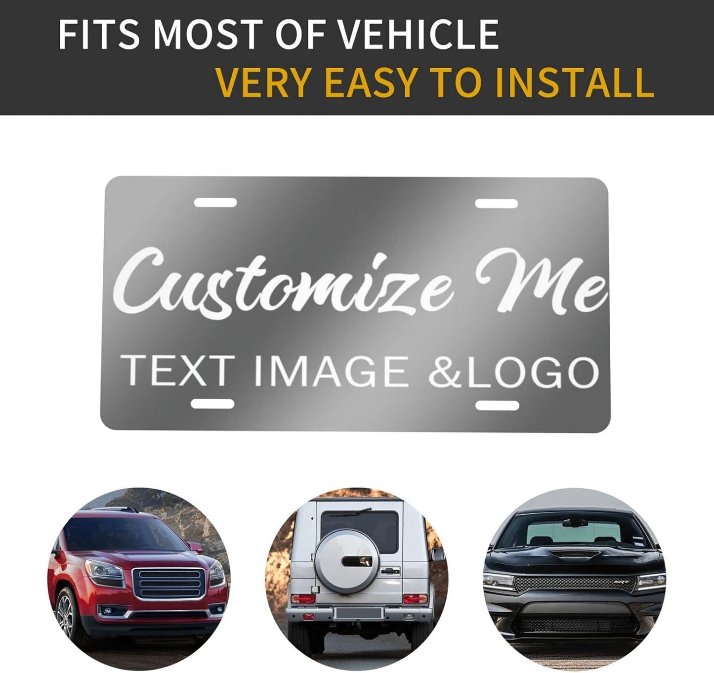 Custom License Plate 4x2/7x4/12x6 Inch Personalized Front License Plate Novelty Customized Car Tags Plates for Front of The Car,12"x6",Style 4