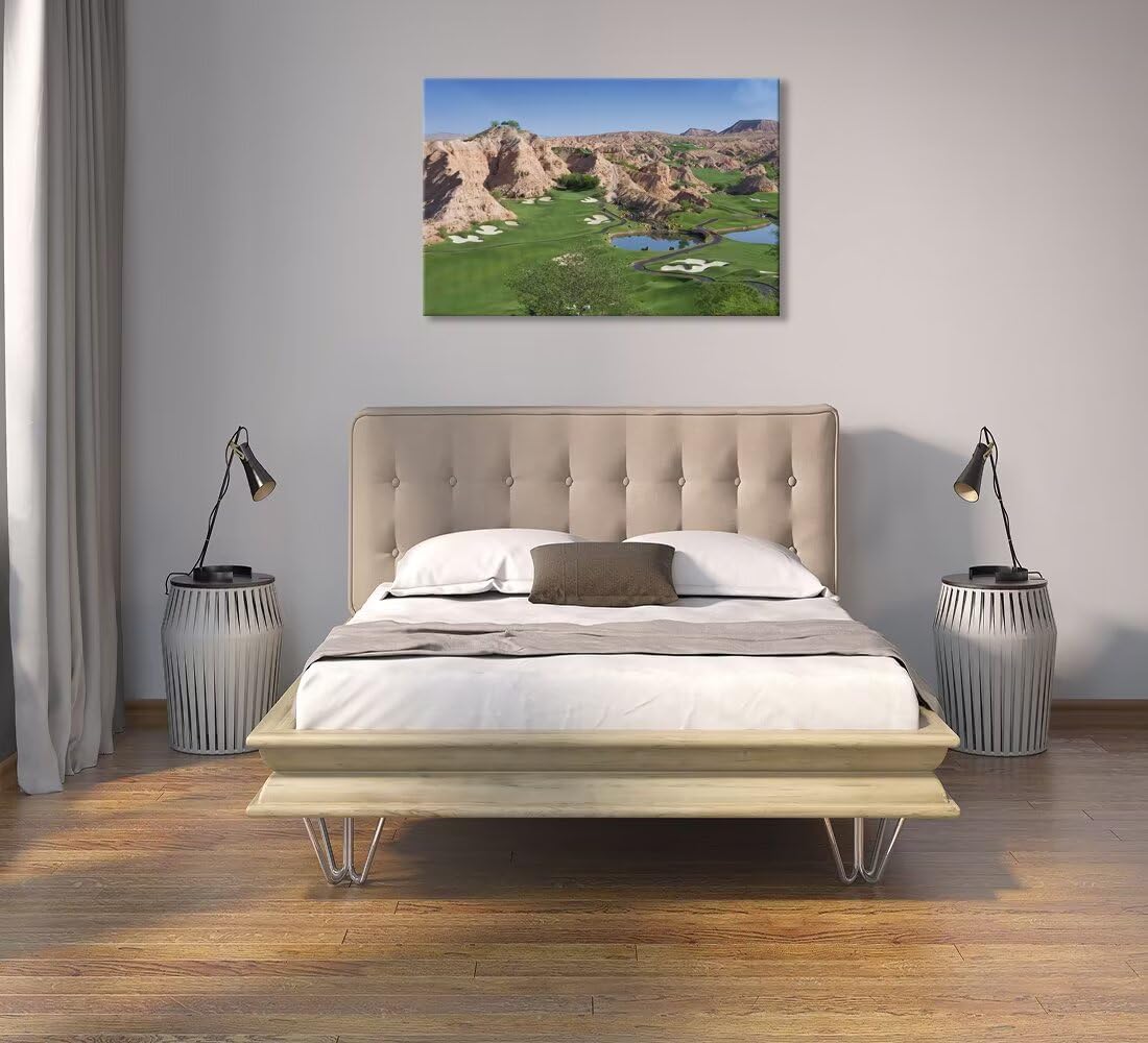 Wolf Creek Golf Course Canvas Wall Art for Living Room Bedroom Bathroom Home Decorations Golf Course Picture Poster Framed Artwork Ready to Hang(12''H x 16''W)