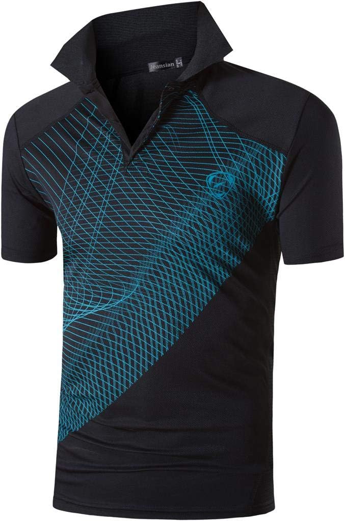 jeansian Men's Sport Outdoor Quick Dry Fit Short Sleeves Polo Tee Shirt Tshirt T-Shirt Tops Golf Tennis Bowling LSL195