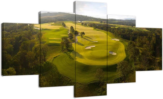 chenchenArt Payne's Valley Golf Course Wall Art Canvas Prints - Payne's Valley Golf Course Pictures Wall Decor for Living Room Bedroom Bathroom Home Decorations Framed Ready to Hang(60''W x 32''H)