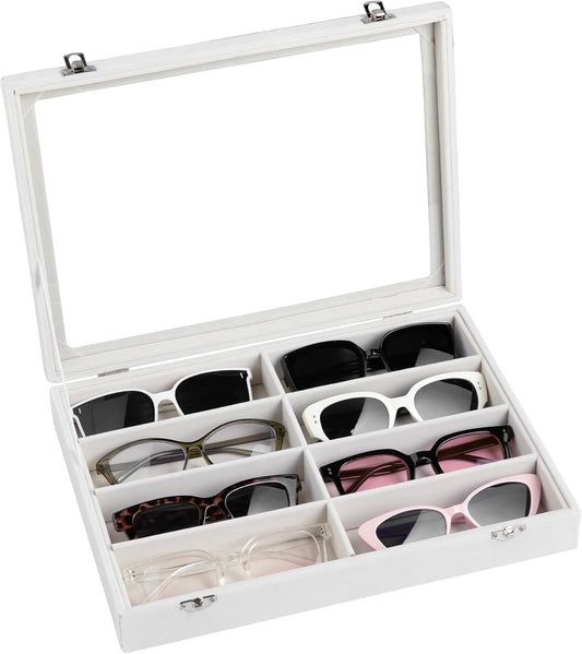 Frebeauty Sunglass Organizer,Velvet Glasses Organizer,8-Slot Sunglasses Tray for Drawer, Men's/Women's Sunglasses Box