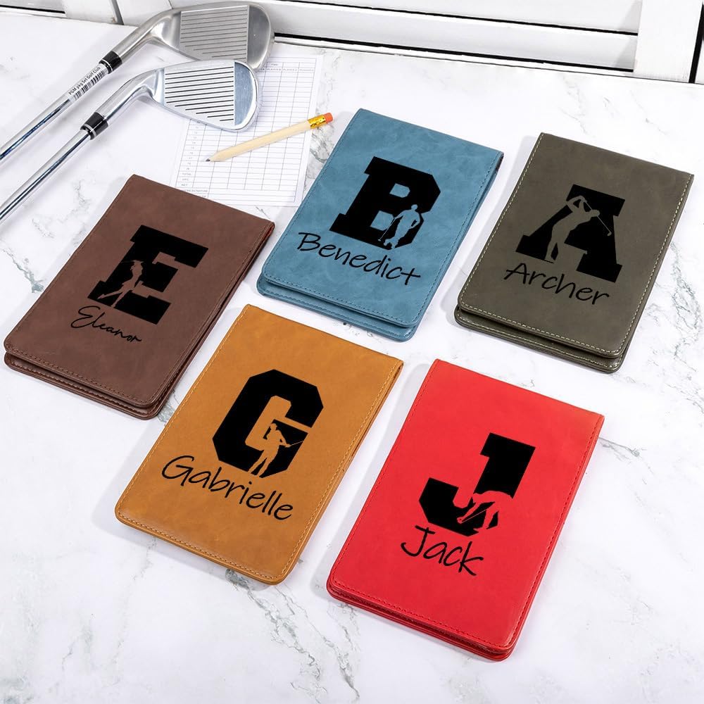 Personalized Leather Golf Scorecard Holder Customize Name Golf Yardage Book Cover Accessories Father Day Christmas Birthday Gifts for Men Women