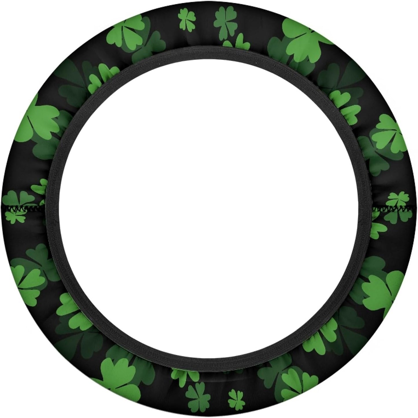 St. Patrick's Day Golf Cart Steering Wheel Protector Cover Green Leaves Golf Cart Steering Wheel Covers Fit 13-14 Inch Car Steering Wheel Covers for Club Car Decor