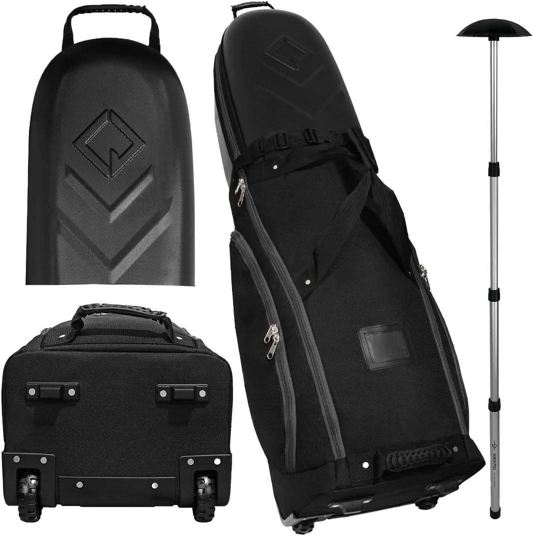 CaddyDaddy Enforcer Golf Travel Bag Crush Resistant Hard Top Protection, 1 Year Full Replacement Coverage, Durable Thick Nylon, Wheels & Lockable XL Zippers. Case for Transporting Clubs on Airlines
