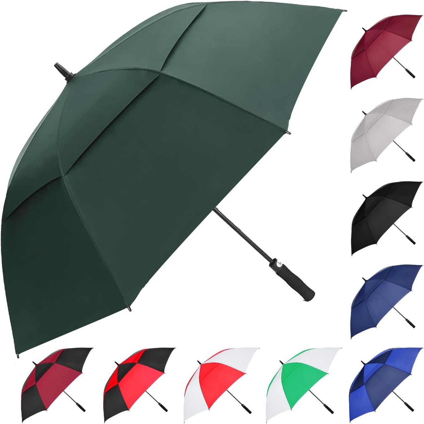 MRTLLOA Extra Large Golf Umbrella, 54/62/68/72 Inch Automatic Open, Oversize Double Canopy Vented Windproof Waterproof Sports Umbrellas for Rain