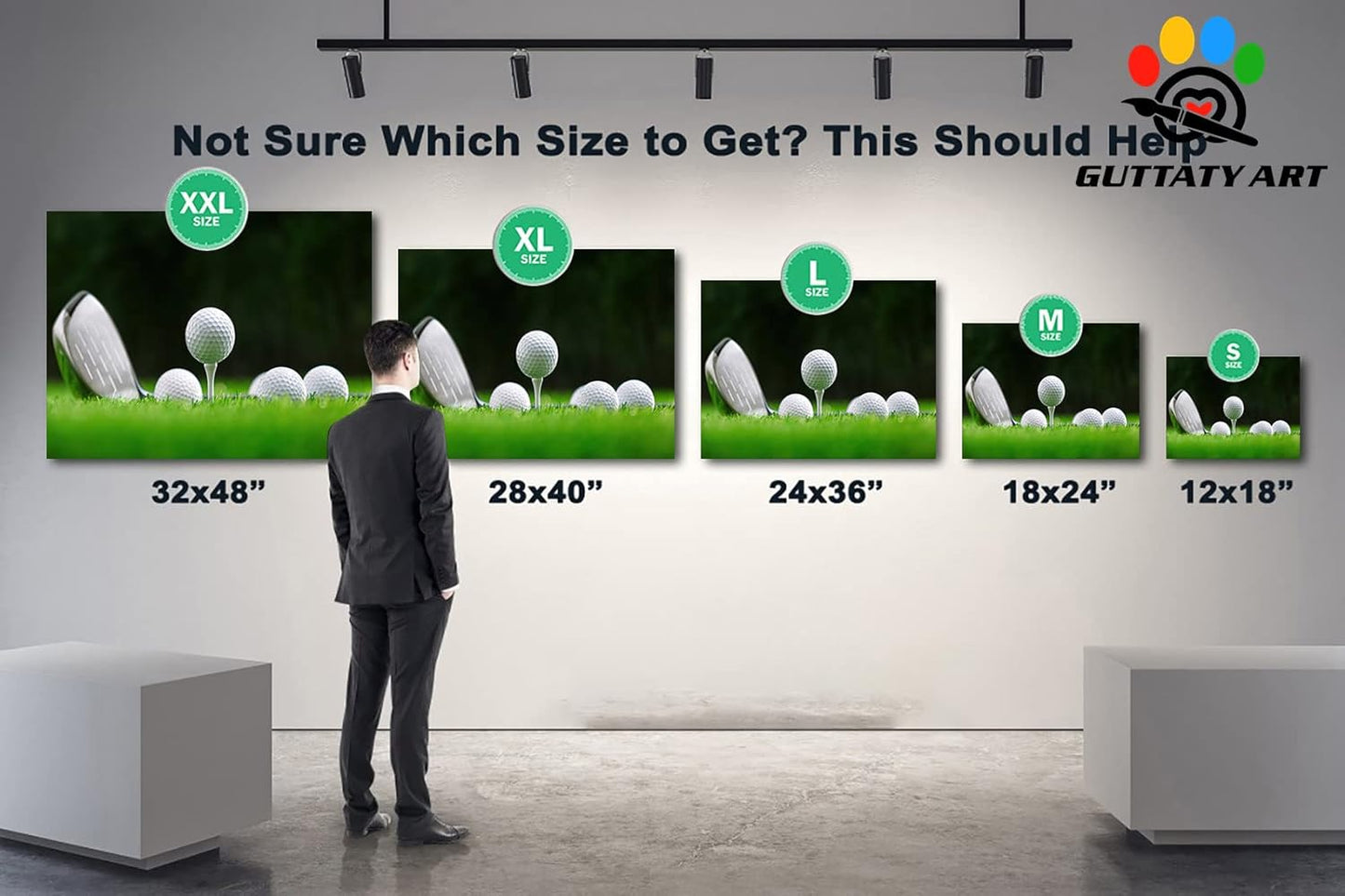 Golf Canvas Wall Art, Golf Course Wall Art Painting Prints for Living Room Wall Decor, Close Up of Golf Balls Poster Picture for Bedroom Decor, Framed Artwork for Office Home Decoration 24x36 Inches