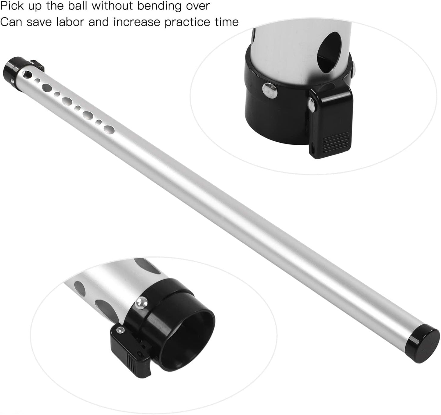 Golf Ball Retriever, Aluminium Alloy Picker Upper Tube, Portable Golf Shagger Grabber, Hold Up to 23 Balls, for Indoor Outdoor