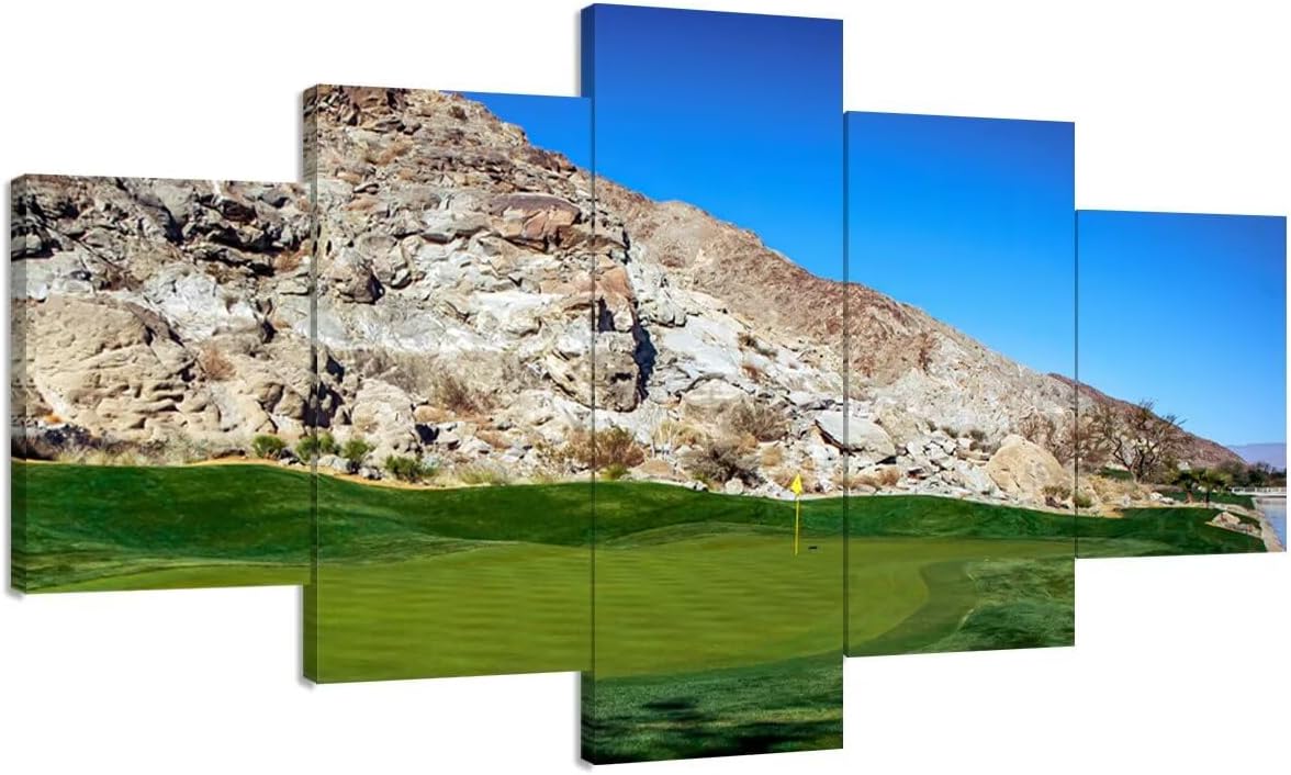California Golf Course Wall Art for Living Room Bedroom Bathroom Home Decoraitons Golf Course in Palm Pictures Posters Framed Artwork Canvas Prints Ready to Hang(50''W x 24''H)