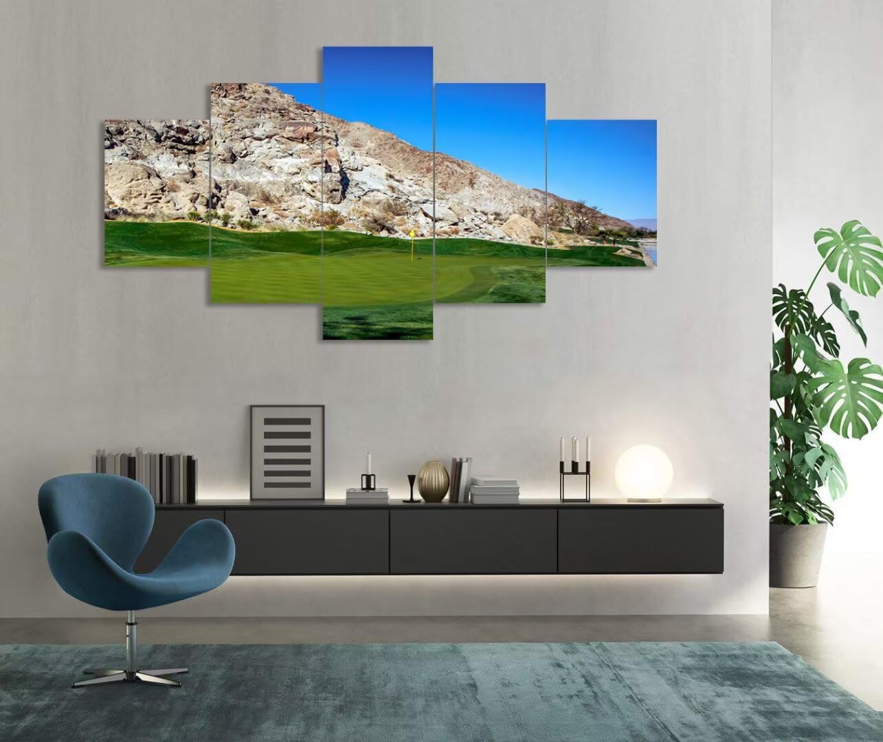 California Golf Course Wall Art for Living Room Bedroom Bathroom Home Decoraitons Golf Course in Palm Pictures Posters Framed Artwork Canvas Prints Ready to Hang(60''W x 32''H)