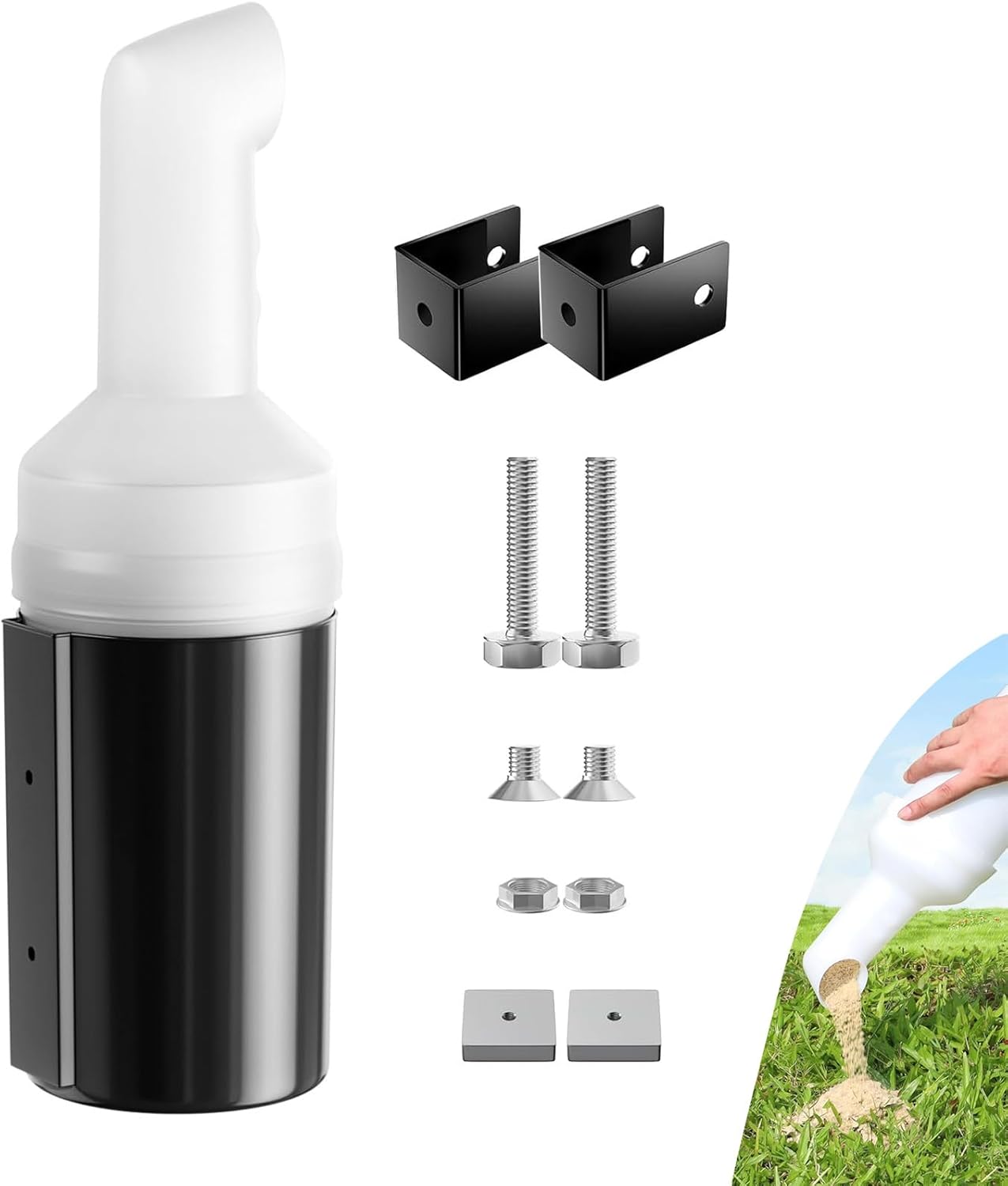 Drive-up Golf Cart No-Drilling Sand Bottle Assembly Universal for Club Car EZGO Yamaha Models, Large Capacity Divot Filler Sand Bottle with Rattle Proof Holder