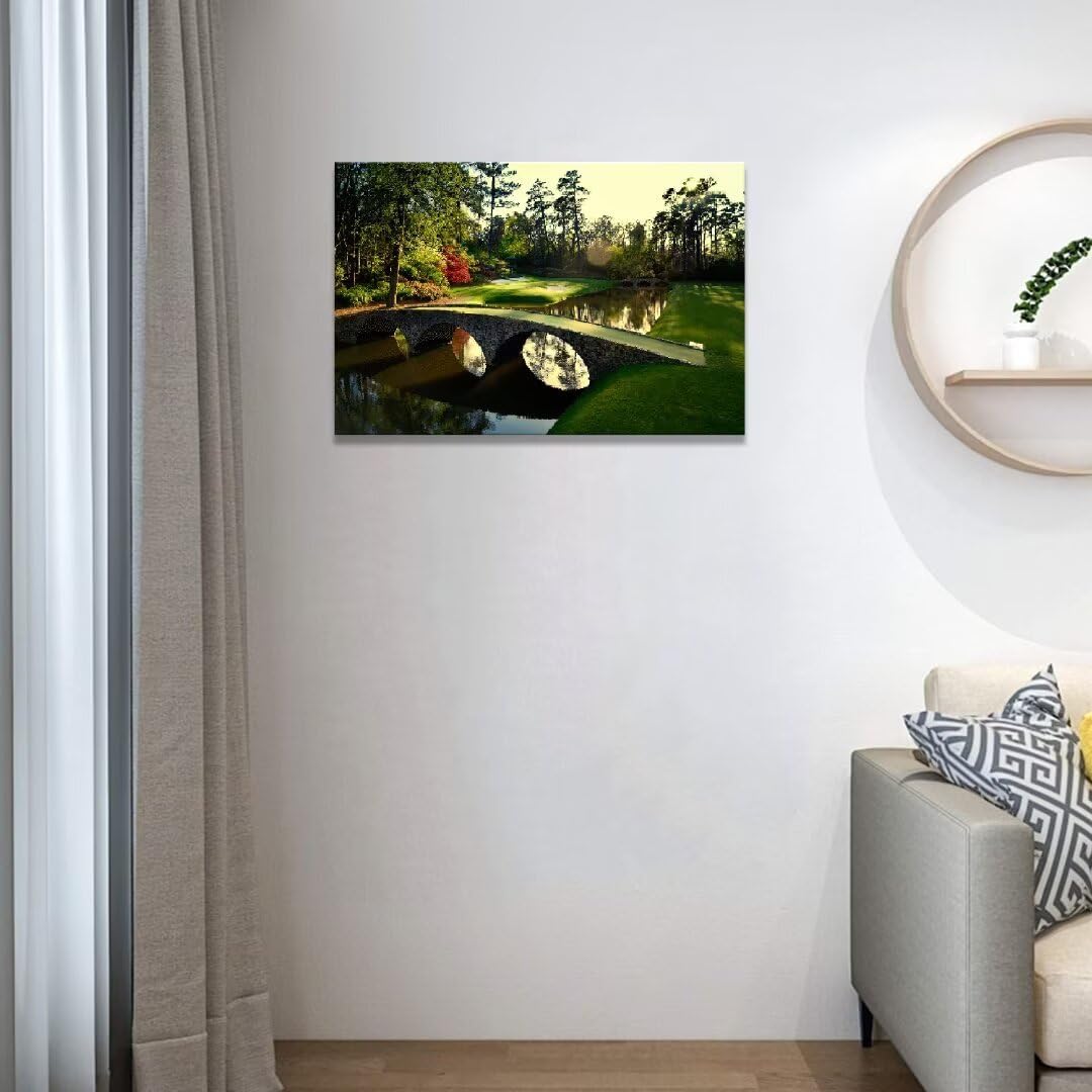 chenchenArt Augusta National Golf Course 12th Hole Wall Art Pictures Golf Club Wall Decor Office Decorations Canvas Artwork for Living Room Bedroom Framed Ready to Hang(28''H x 44''W)