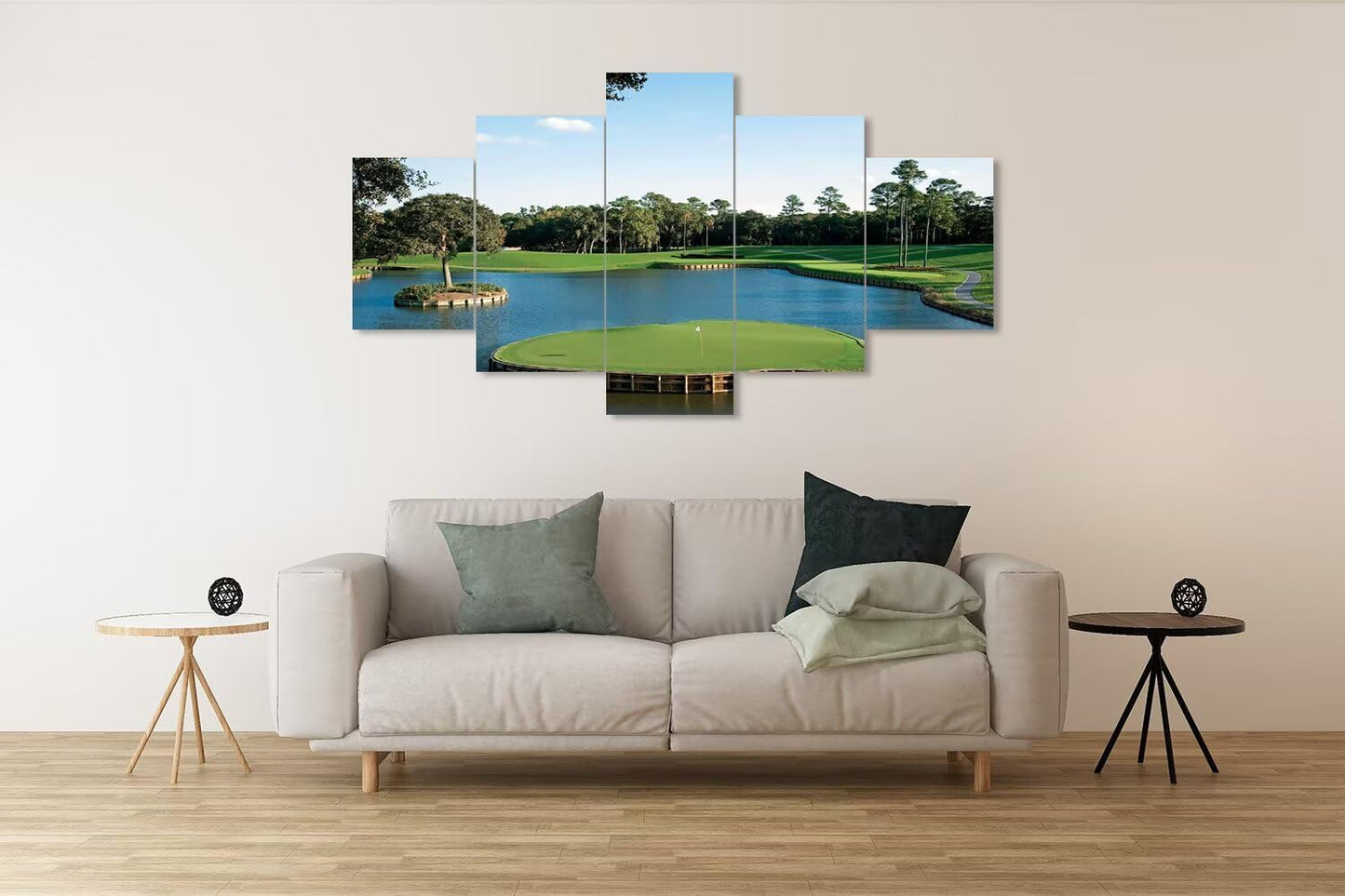 chenchenArt USA TPC Sawgrass Golf Course Wall Art for Living Room Bedroom Bathroom Home Decorations Golf Pictures Posters Canvas Prints Modern Artwork Framed Ready to Hang(50''W x 24''H)
