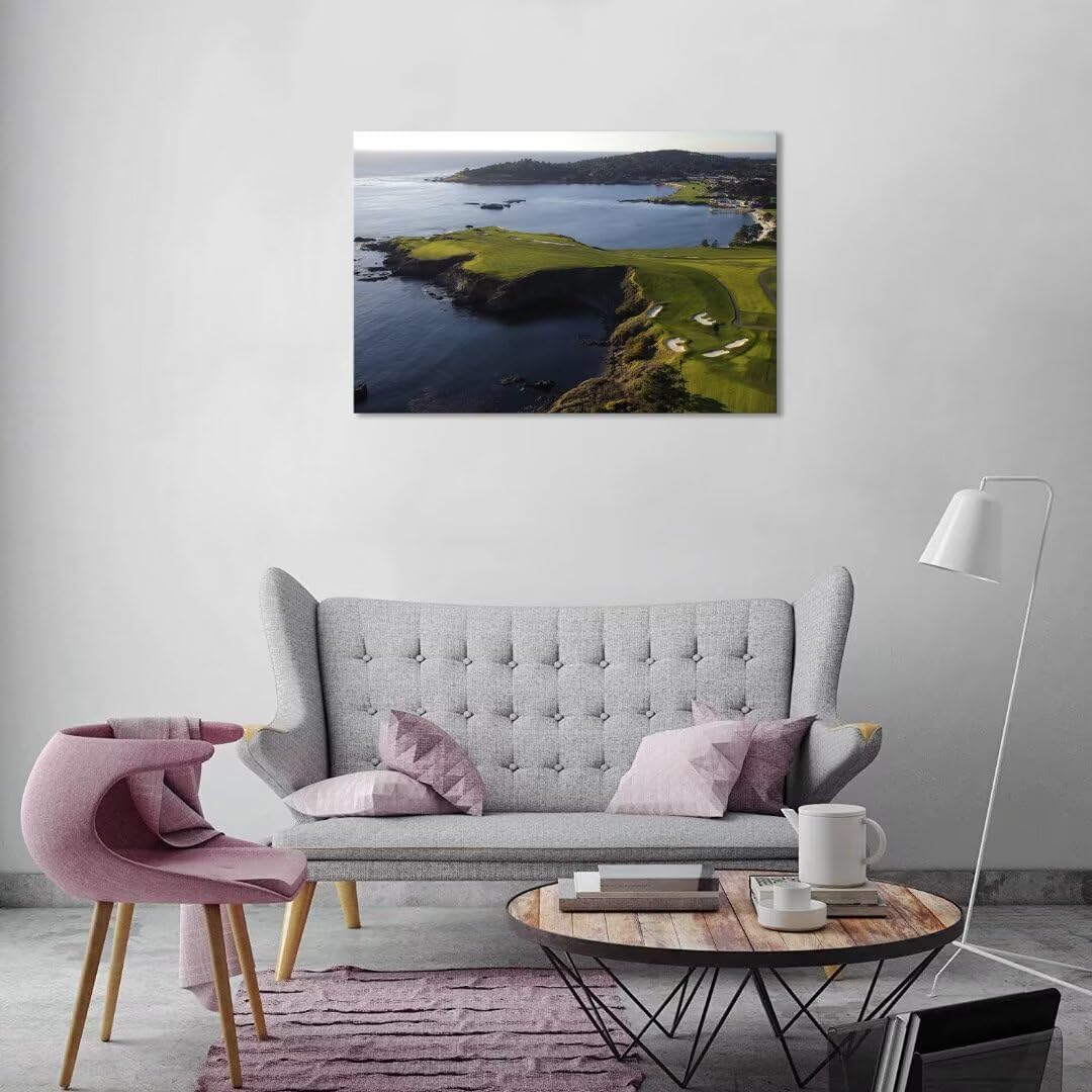 Pebble Beach Golf Course Wall Art Pictures - Pebble Beach Wall Art for Living Room Bedroom Bathroom Home Decorations Framed Artwork Canvas Prints Ready to Hang(24''H x 36''W)