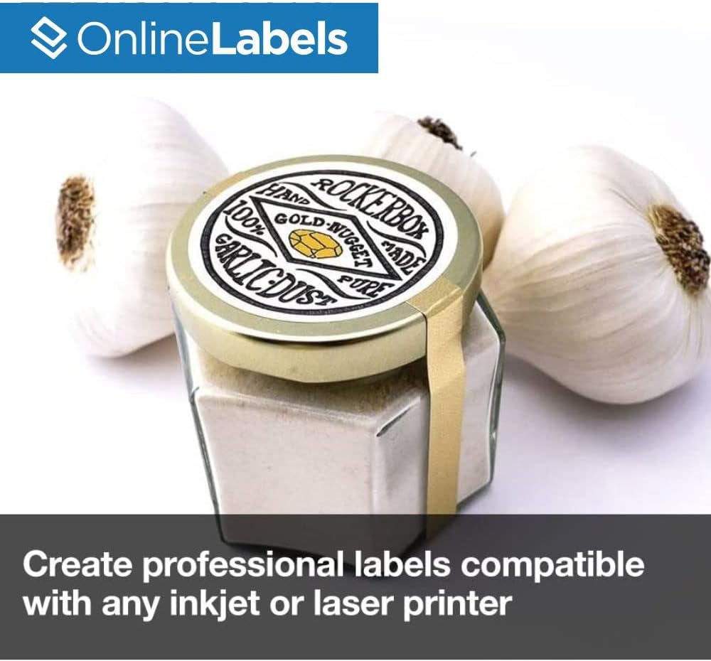 2 Inch Round Labels - Permanent, White Matte - Candle, Lid, Product, Favor Labels - Pack of 500 Circle Stickers, 25 Sheets - Inkjet/Laser Printers - Online Labels