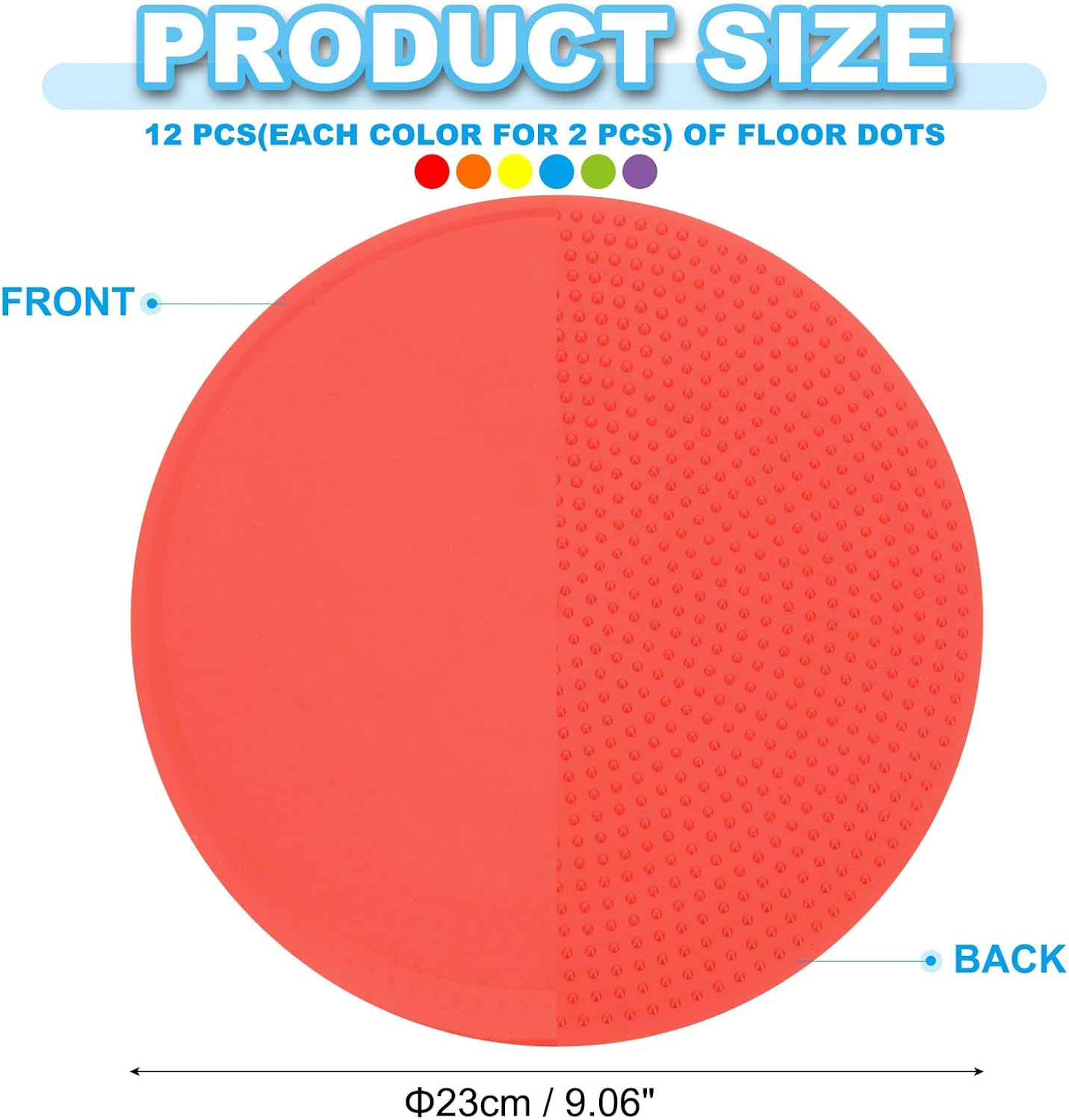 PATIKIL 9 Inch Poly Spot Markers, 12Pcs Non Slip Rubber Floor Dots with Storage Bag Flat Agility Cones for Sports Training Basketball Football