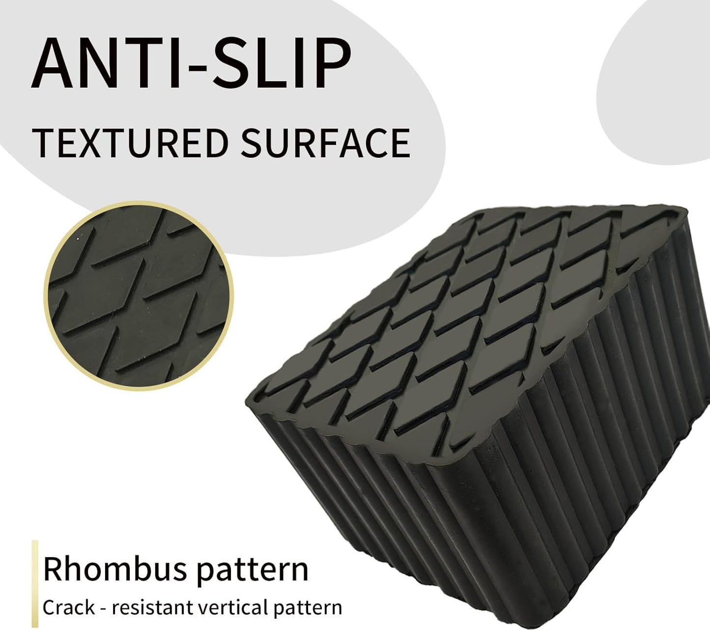 Solid Rubber Auto Lift Block Spacer Pad, Universal Rubber Lift Pads, 6-3/8" x 4-3/4" x 3-1/8" Heavy-Duty Lift Pads for Automobile Lifts, Jacks, Racks, 3000 lbs Capacity, 4Pack