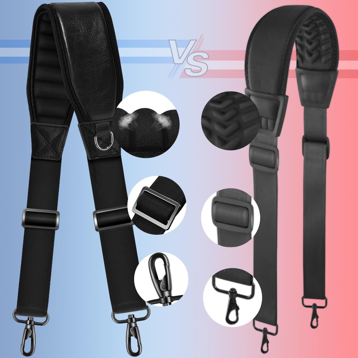 ZINZ 79" Universal Bag Strap with Neoprene Thick Padded, Fixed Pad Strap with Adjustable Buckles and Metal Swivel Hooks