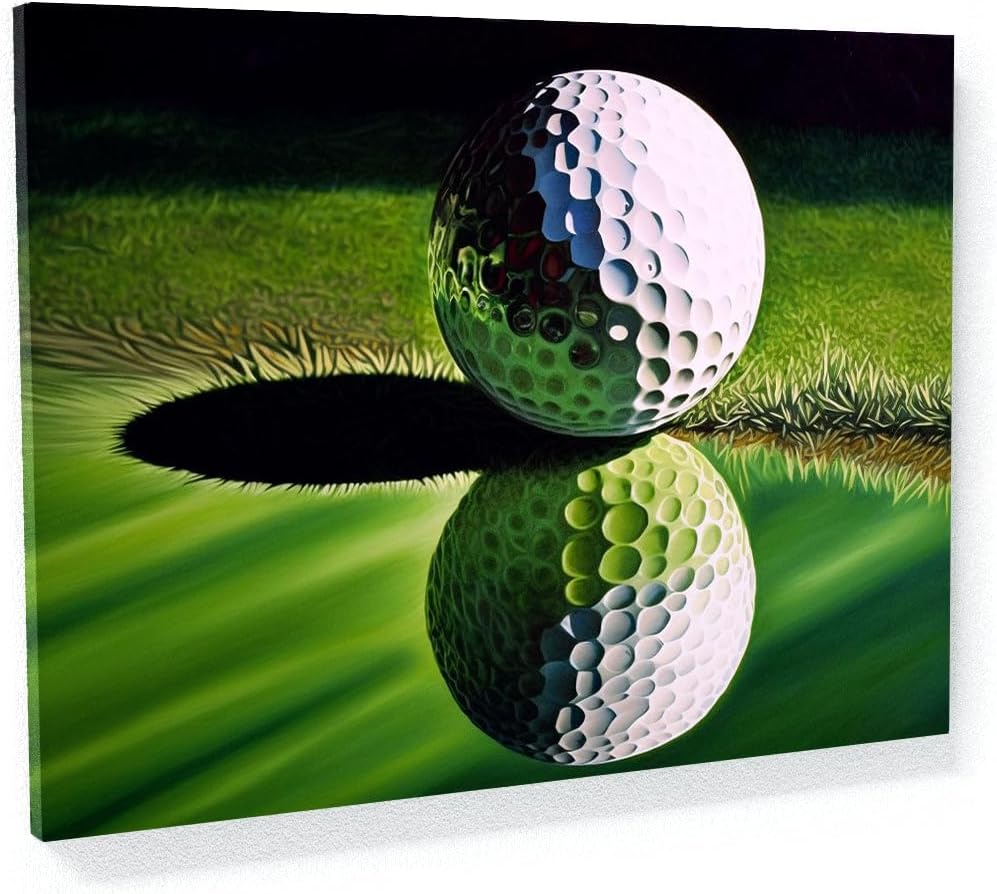 Sense Canvas Golf Ball Green 2 Canvas Art - Home Decor Wall Art Print Poster Painting Small 16x12 / 1.5"