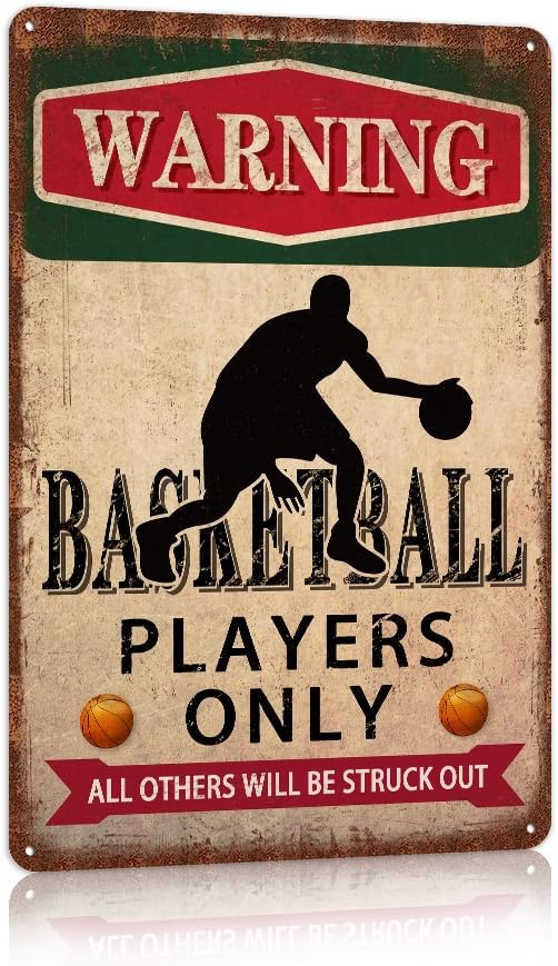 Basketball Accessories Basketball Decor For Boys Room Basketball Gifts Sports Signs Warning Basketball Players Only Metal Tin Signs