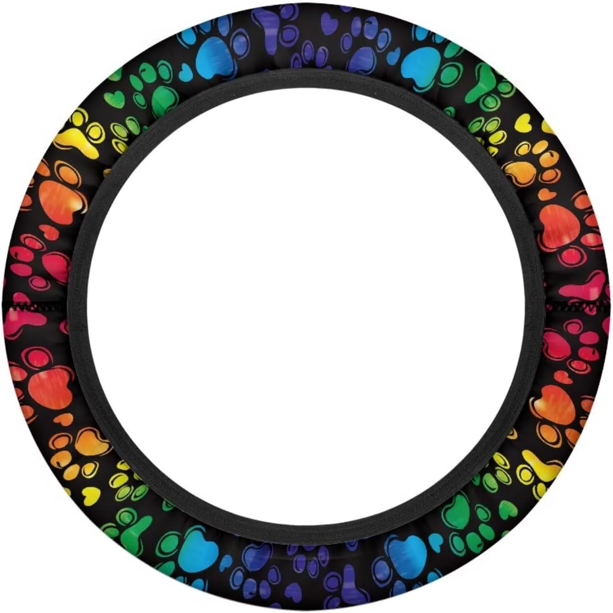 Neon Dog Paw Golf Cart Steering Wheel Cover 13-14 Inch Anti-Slip Golf Cart Steering Wheel Covers Stretchable Accessories for Club Car, Easy to Use and Clean