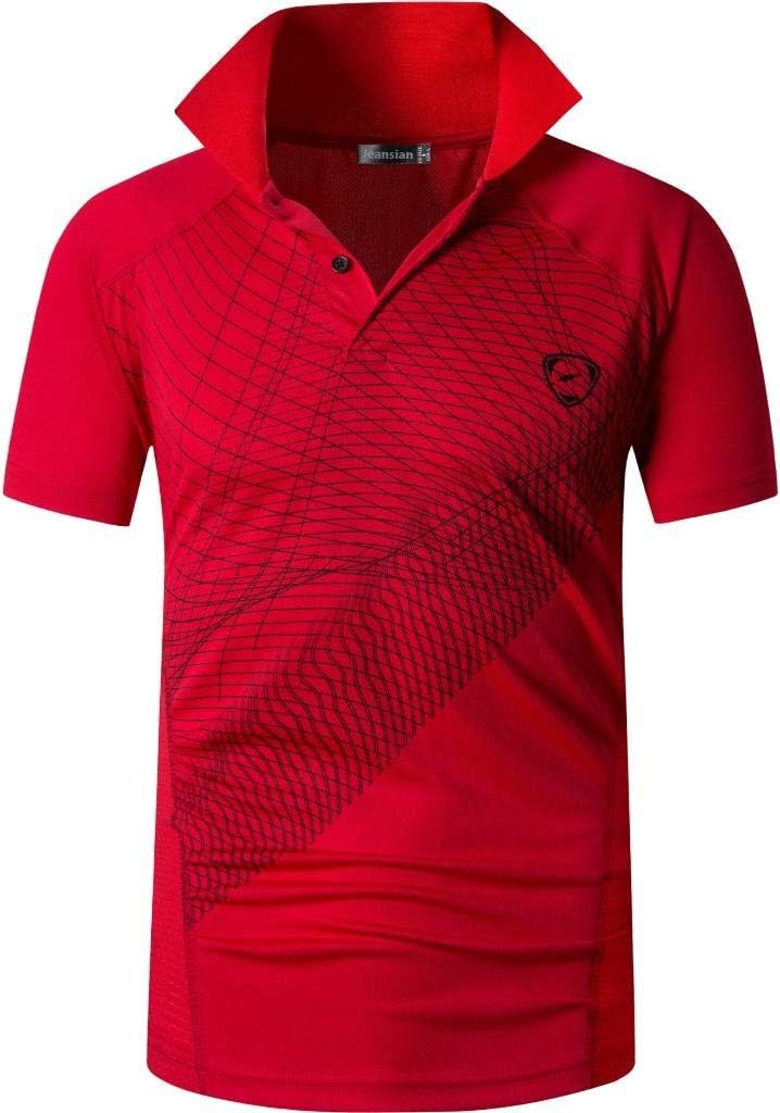 jeansian Men's Sport Outdoor Quick Dry Fit Short Sleeves Polo Tee Shirt Tshirt T-Shirt Tops Golf Tennis Bowling LSL195