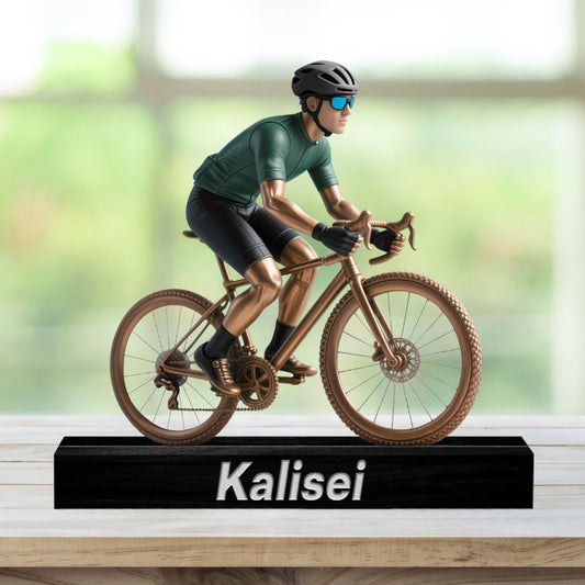 Personalized Mountain Bike Desktop Ornament Sign Custom Name Flat Desk Sign Bicycles Plaque with Wooden Base for Home Desk Decoration Plaque Racing Gifts for Biking Rider Christmas Birthday