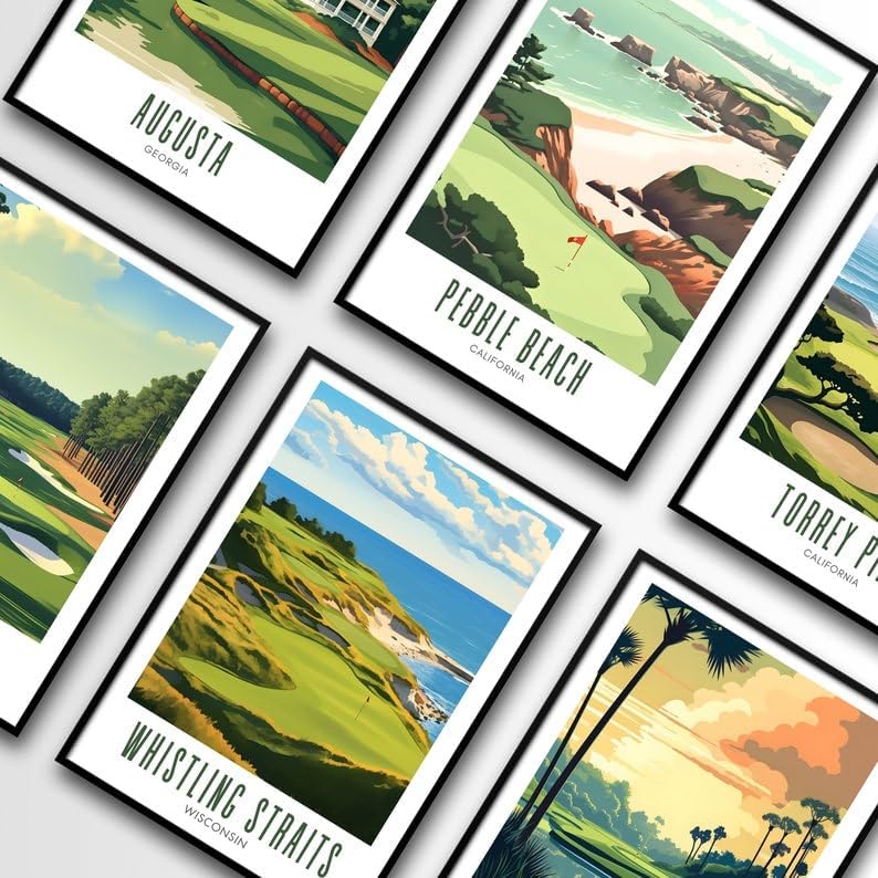 Nationcog Whistling Straits Golf Wall Art Poster, Wisconsin Lakefront Course Print for Home or Office, Vintage Coastal Decor, Golf Gift for Dad, Husband, or Sports Lovers (Unframed) (16x24)